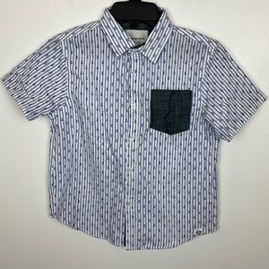 NWOT Boy’s Paper Denim Blue Button Up Top Size 7 Anchor Print